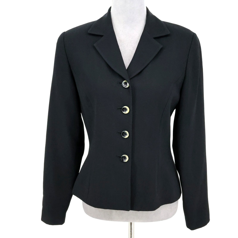 Kasper ASL Jacket Womens 4 Black Lined Blazer Fitted Office Career Academia